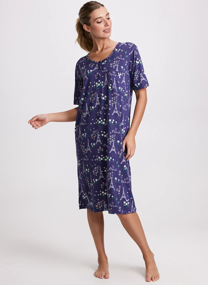 Paris Print Nightgown