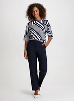 Mixed Stripe Top & Wide Leg Pants