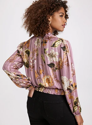 Blouse florale à taille froncée