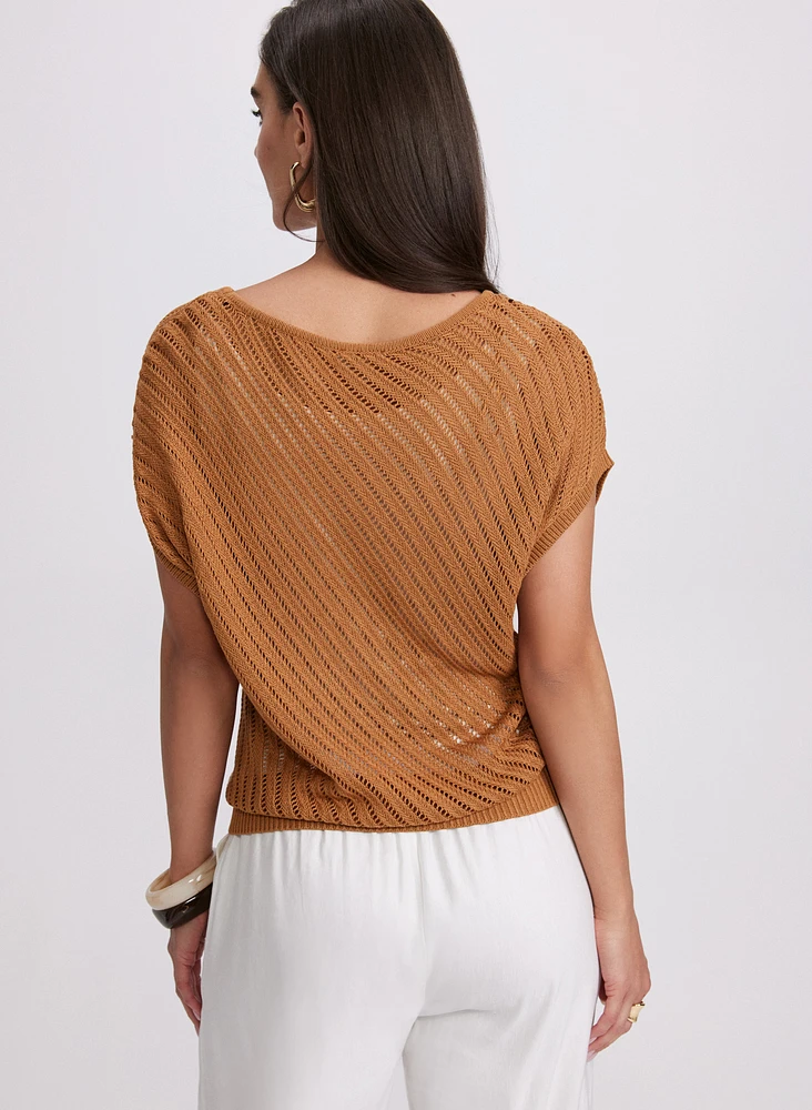 Pull manches capes en tricot ajour