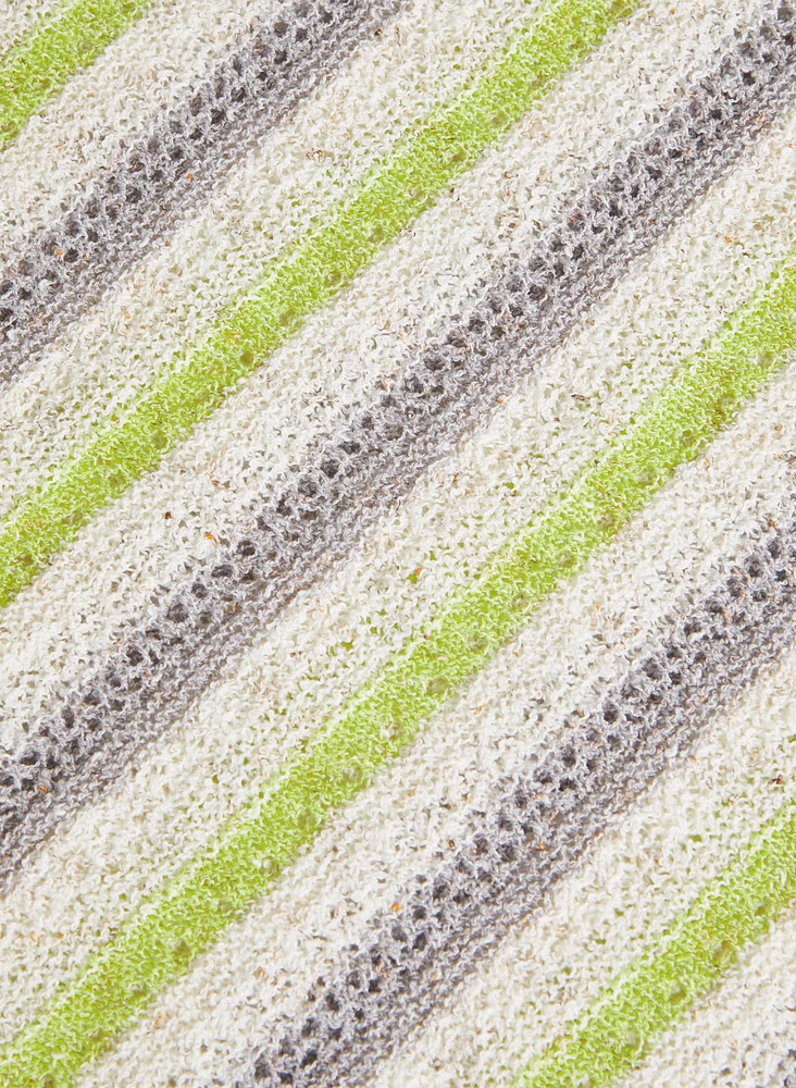 Pull rayé en tricot pointelle
