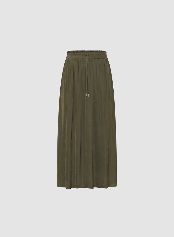 Satin Drawstring Waist Skirt