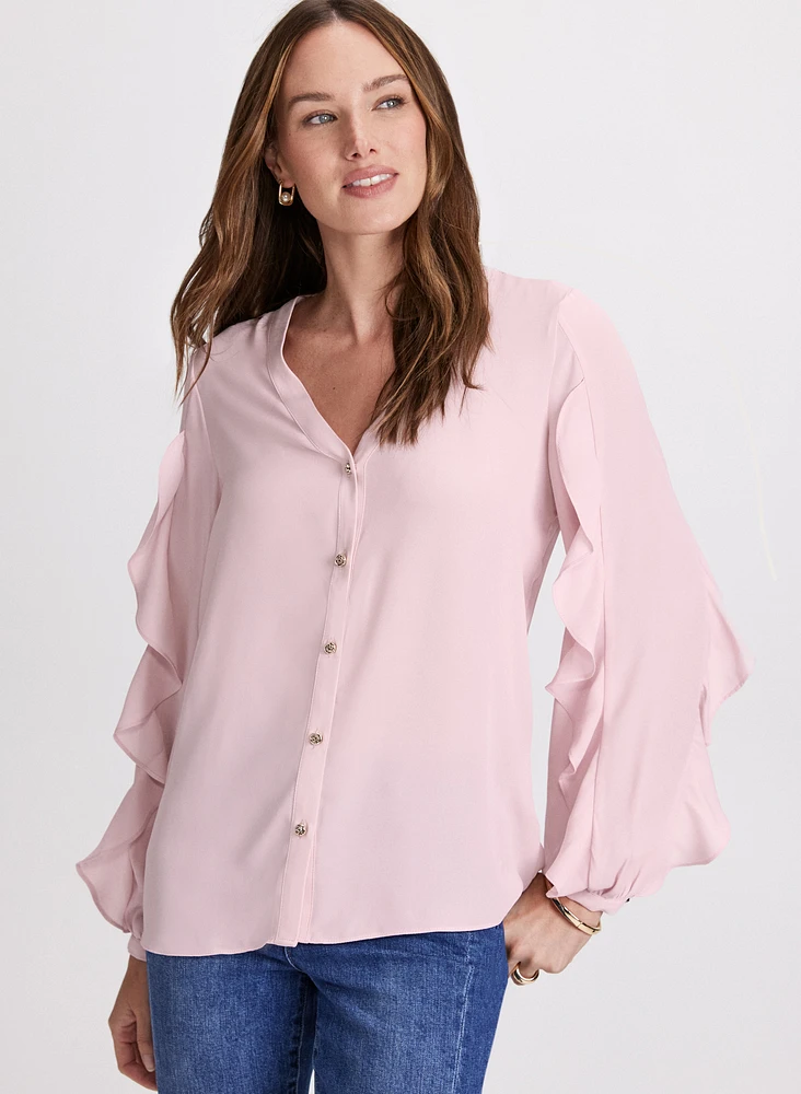 Blouse boutonnée à volants