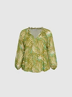 Melanie Lyne - Frilled Palm Print Blouse