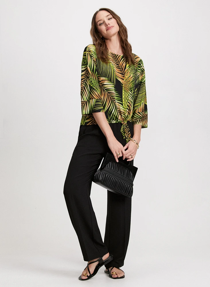 Palm Print Elbow Sleeve Top