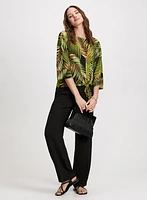 Palm Print Elbow Sleeve Top