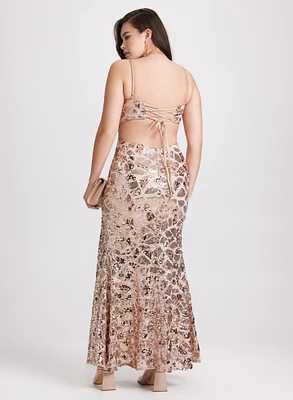 Sequin Snakeskin Corset Gown