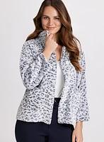 Veste-manteau peluche à motif léopard