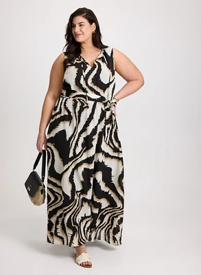 Belted Animal Print Maxi Dress