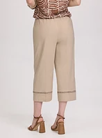 Stretch-Linen Crochet Detail Culottes
