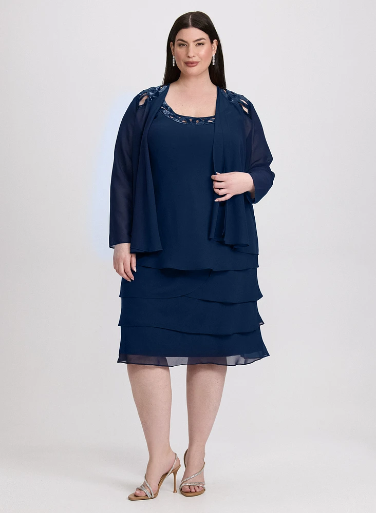 Ensemble à veste et robe en chiffon
