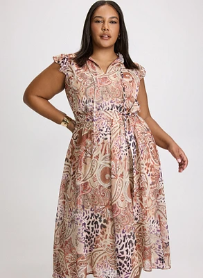 Paisley Print Chiffon Dress