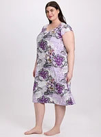 Robe de nuit fleurs et lettrage