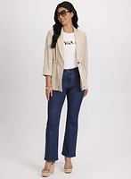 Veste à bouton unique et jean à jambe semi-évasée