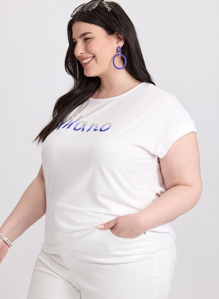T-shirt à texte en mélange de coton