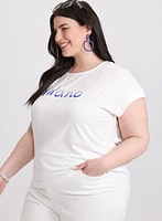 T-shirt à texte en mélange de coton