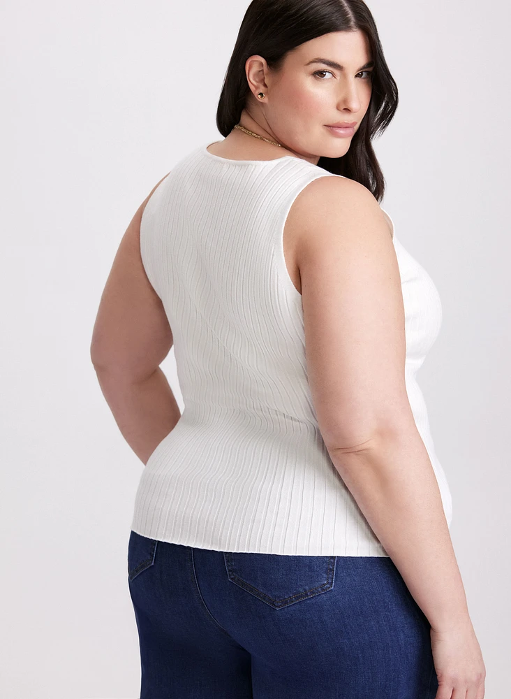 Sleeveless Ribbed Knit Sweater