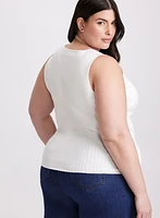 Sleeveless Ribbed Knit Sweater