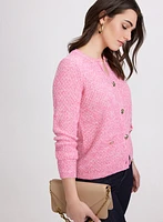 Embossed Button-Down Cardigan