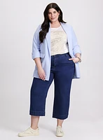 Open Twill Jacket & Cropped Wide-Leg Jeans