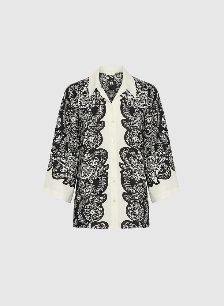 Blouse en crêpe à motif paisley