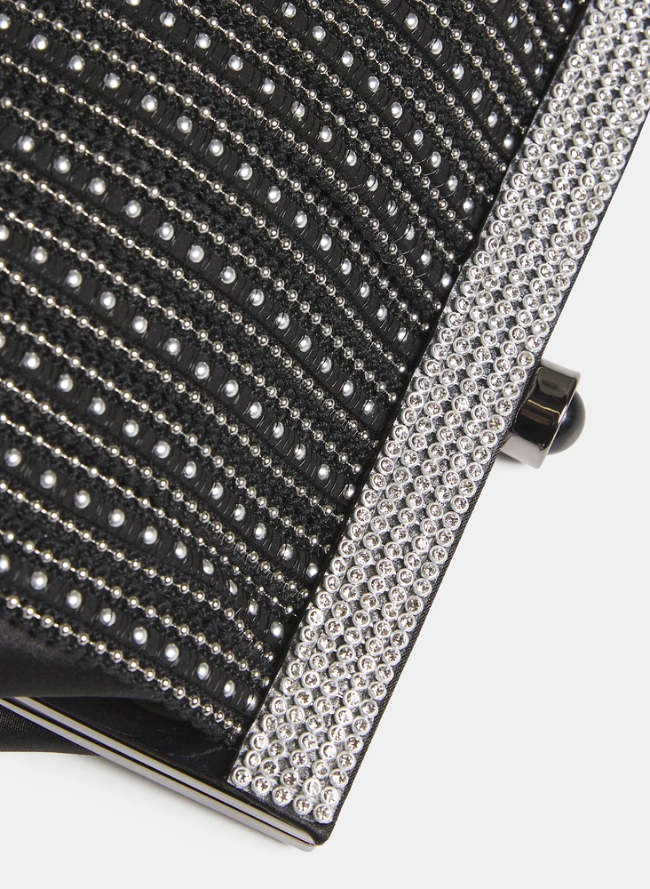 Satin Rhinestone Clutch