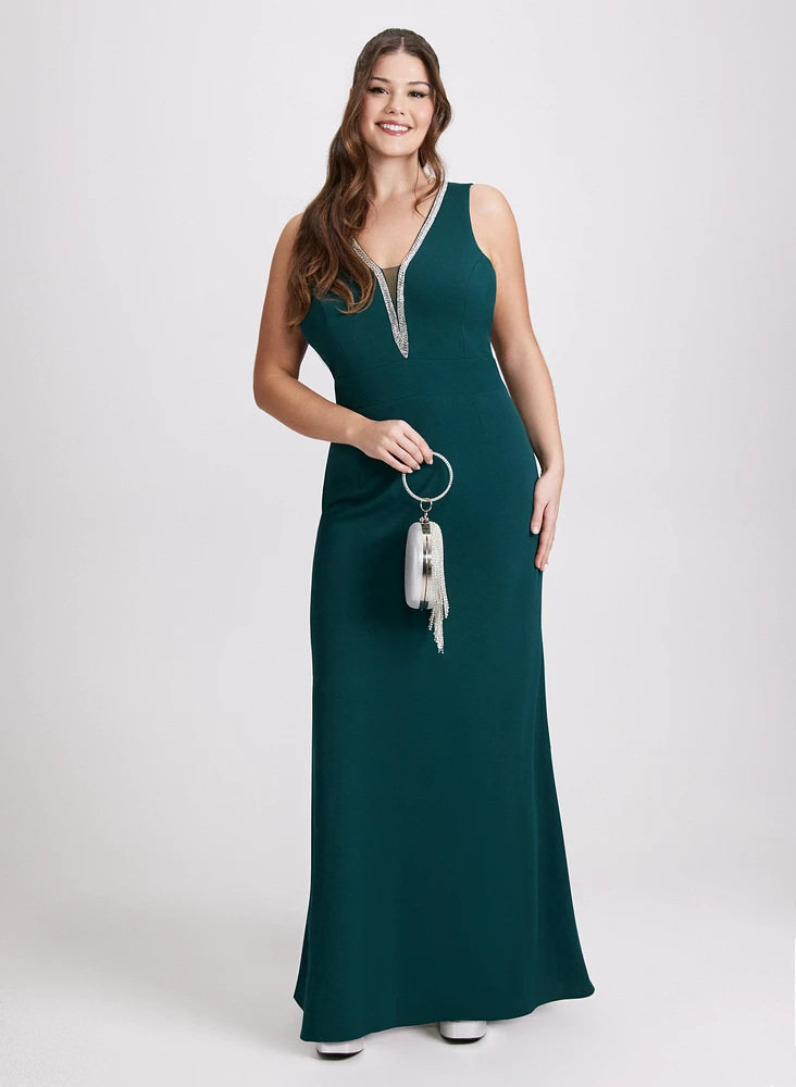 Plunging Neck Maxi Dress