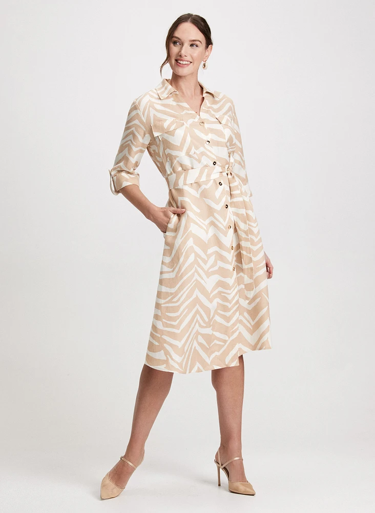 Robe boutonnée en mélange de lin