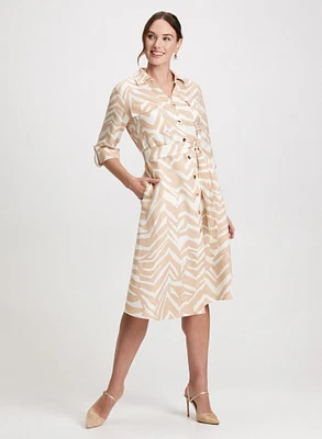 Robe boutonnée en mélange de lin