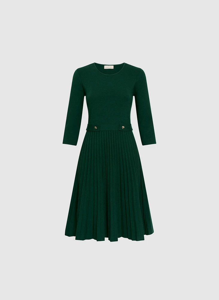 Pleated Sweater Dress