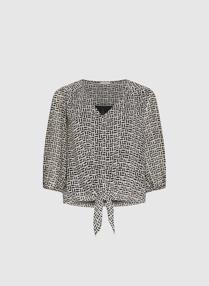 Geometric Chiffon Blouse
