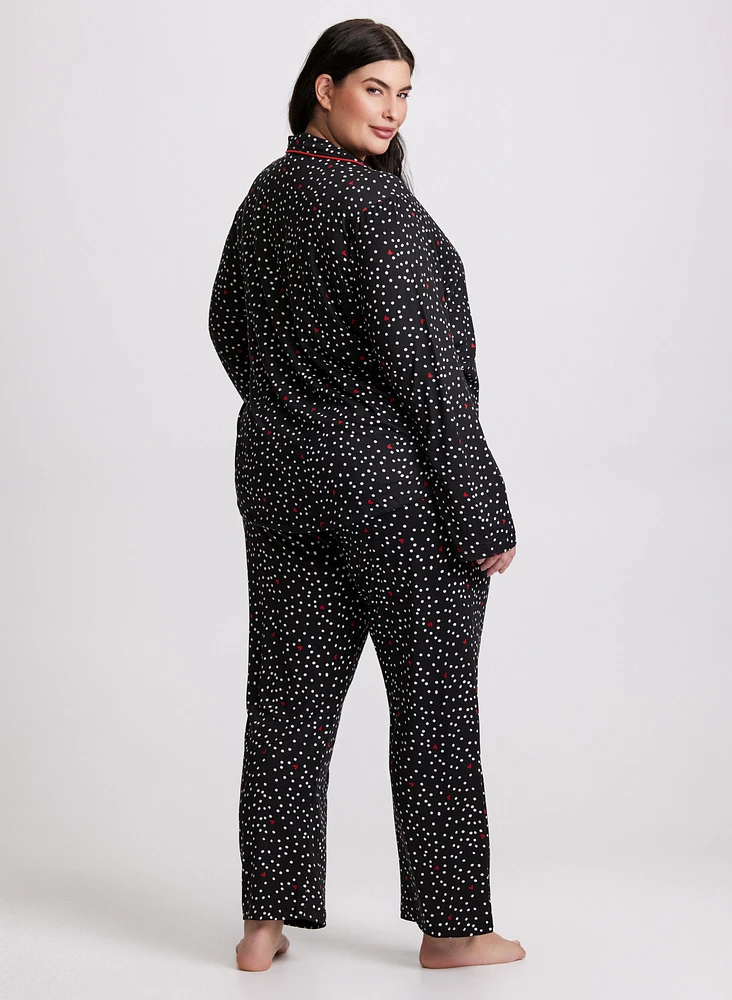 Ensemble pyjama à motif pois et coeurs