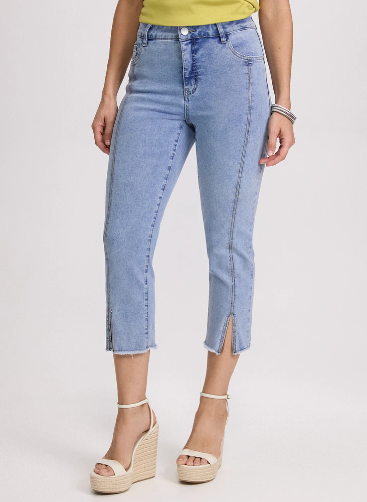 Stone Embellished Denim Capris