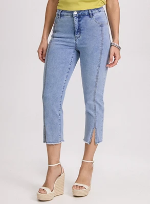 Stone Embellished Denim Capris