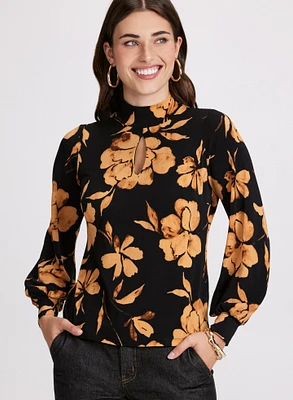 Floral Mock Neck Top