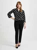 Dot Motif Top & Slim Leg Pants