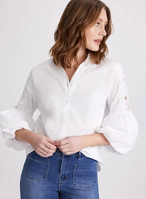 Blouse à poignets bouffants et broderie