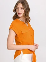 Blouse boutonnée à ourlet nou