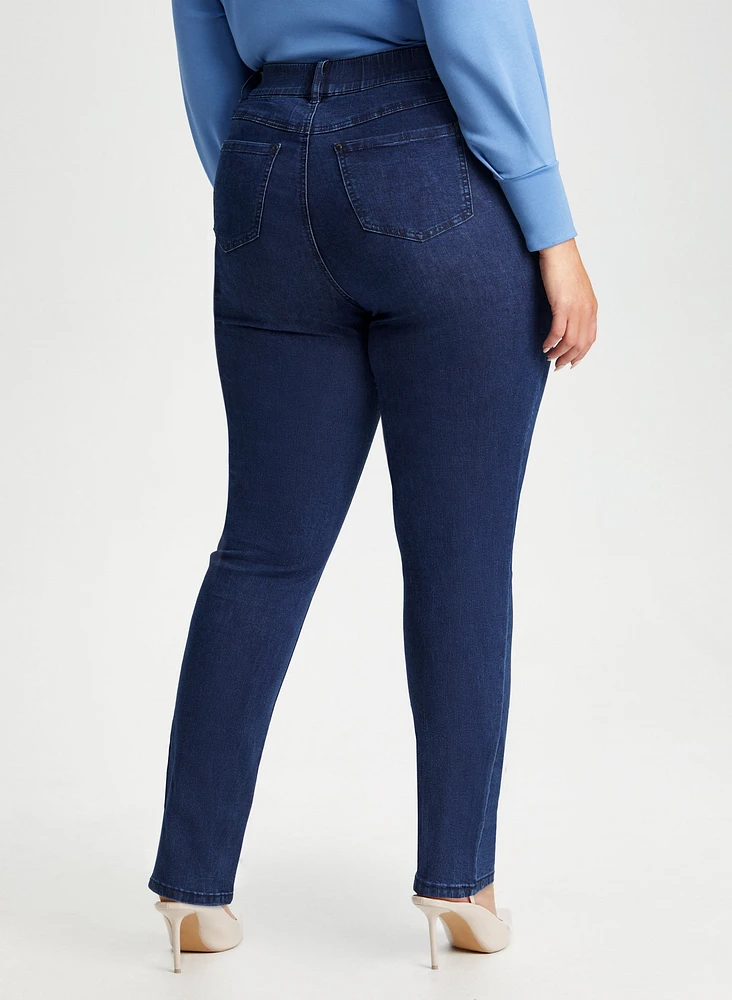 Straight Leg Pull-On Jeans