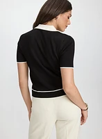 Contrast Knit Polo Top