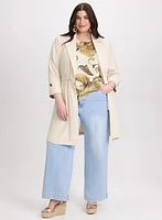Long Drawstring Waist Jacket & Wide-Leg Jeans