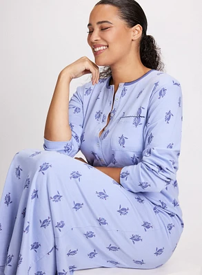 Robe de nuit longue à motif floral