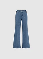 Faded Wide-Leg Jeans