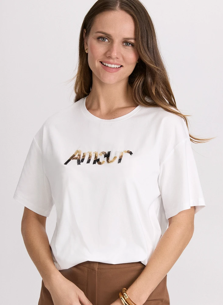 Embellished Script T-Shirt