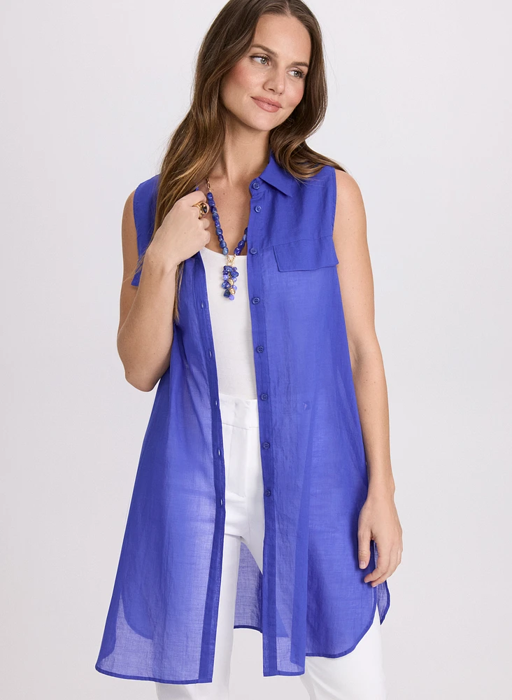 Voile Button-Down Blouse
