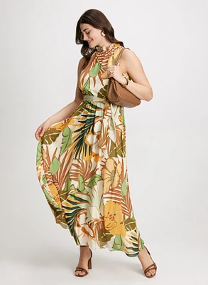 Robe maxi à motif tropical