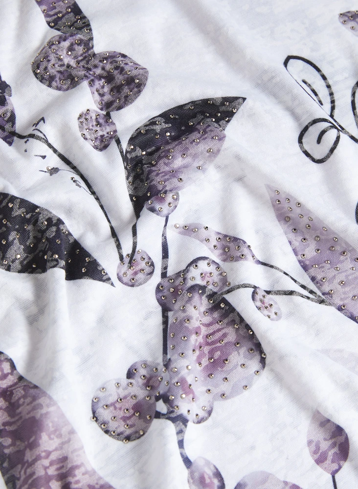 T-shirt chiné à imprimé floral