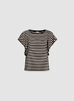 T-shirt rayé à manches volantées
