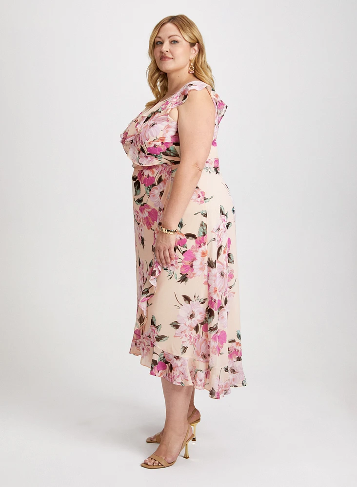 Floral Chiffon Midi Dress