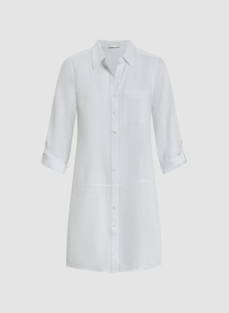 Linen Blend Button-Down Tunic